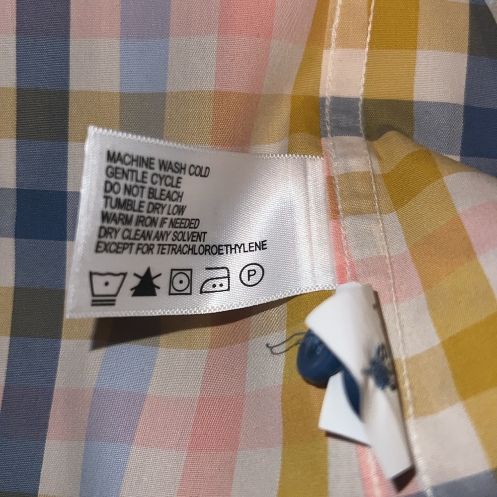 Orvis button down blouse gingham white blue pink yellow plus size 20 100% cotton - Picture 5 of 6